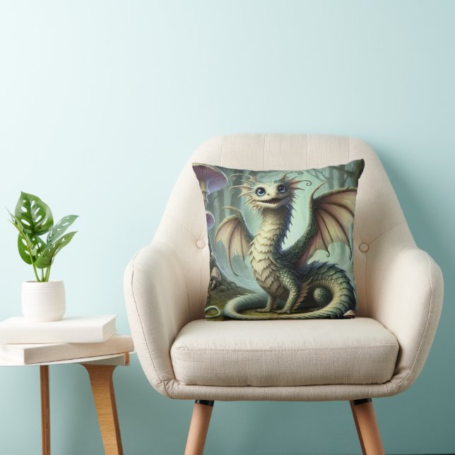 Coussin Dragon Jabberwocky Cute Imaginaire Créature Art (Chaise)