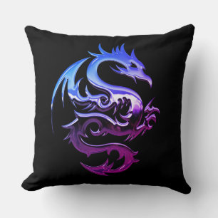 Coussin Dragon métallique mauve réversible