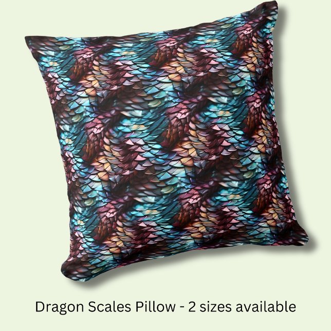 Coussin Dragon Scales Aqua Blue Crimson Brown (Créateur téléchargé)