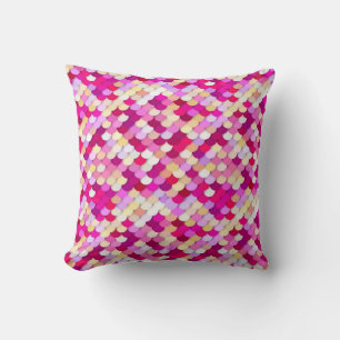 Coussin "Dragon Scales" - magenta, rose et or