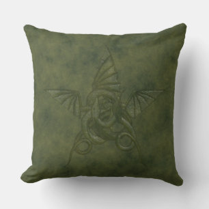 Coussin Dragon Star - Green Embossé en cuir