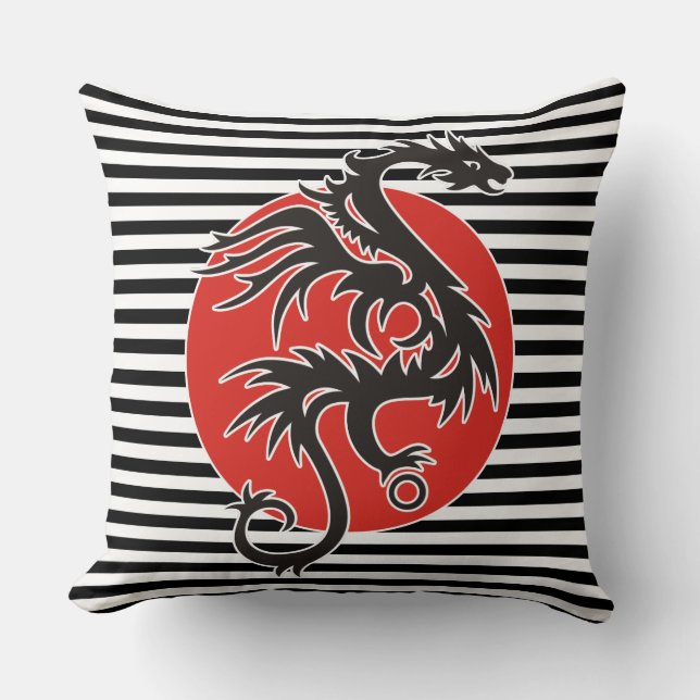 Coussin Dragon Sun - noir rouge blanc + vos idées (Recto)