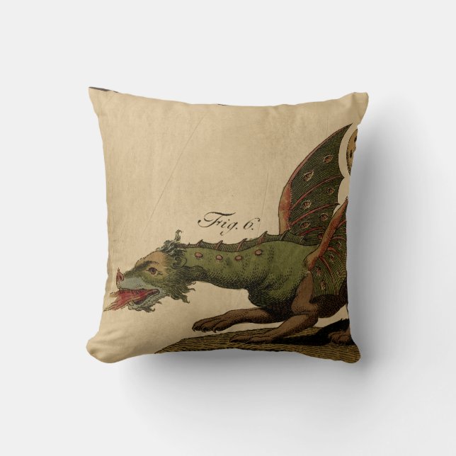 Coussin Dragon vert médiéval Vintage (Recto)