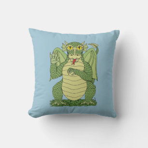 Coussin Dragon vert mignon