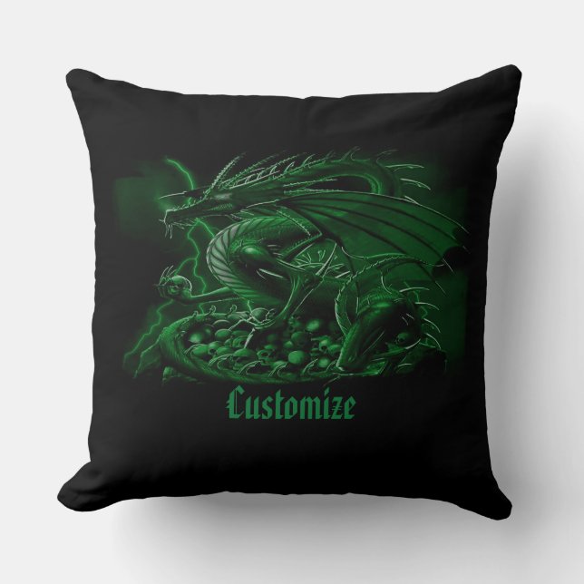 Coussin Dragon vert personnalisé (Recto)