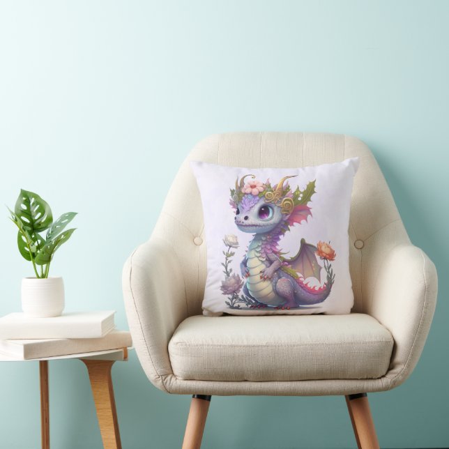 Coussin Dragon violet à couronne élégante (Chaise)
