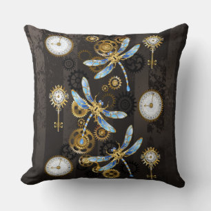 Coussin Dragonflies de Steampunk sur arrière - plan rayé b