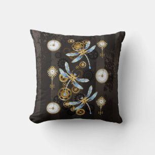 Coussin Dragonflies de Steampunk sur arrière - plan rayé b