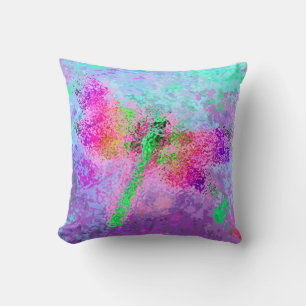 Coussin Dragonfly Abstrait Art numérique rose