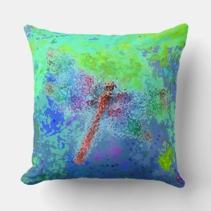 Coussin Dragonfly Abstrait en bleu
