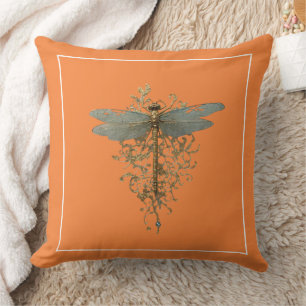 Coussin Dragonfly avec Gold Filigree Bordure blanche