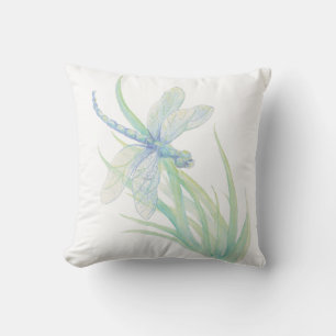 Coussin Dragonfly originale en bleu et vert