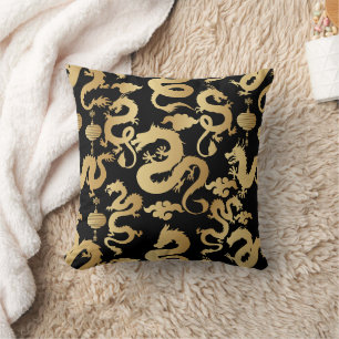 Coussin Dragons d'or Motif Black BG