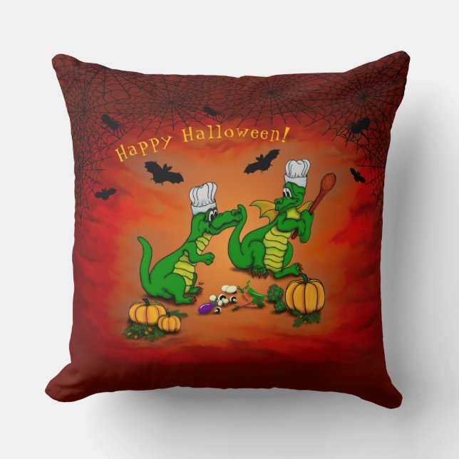 Coussin Dragons - Joyeux Halloween ! Aujourd'hui je vais c (Recto)