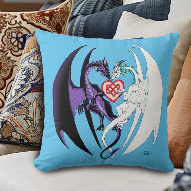 Coussin Dragons Love Heart Blue (Créateur téléchargé)