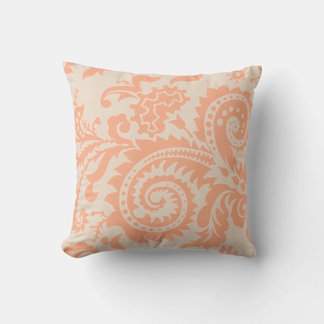 Coussin Dragontail Paisley| pêche (Recto)
