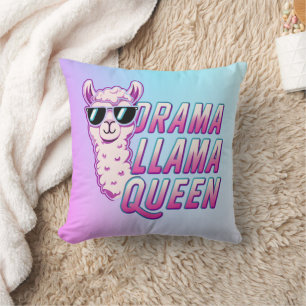 Coussin Drama Llama Queen Cute Llama Avec Lunettes De Sole