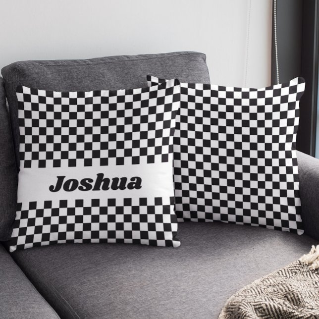 Coussin Drapeau à damier noir et blanc (Créateur téléchargé)