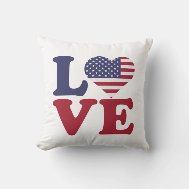 Coussin Drapeau américain amour patriotique (Recto)