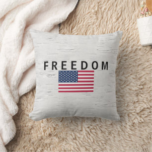Coussin Drapeau Américain Avec Texte Libre Sur Birch
