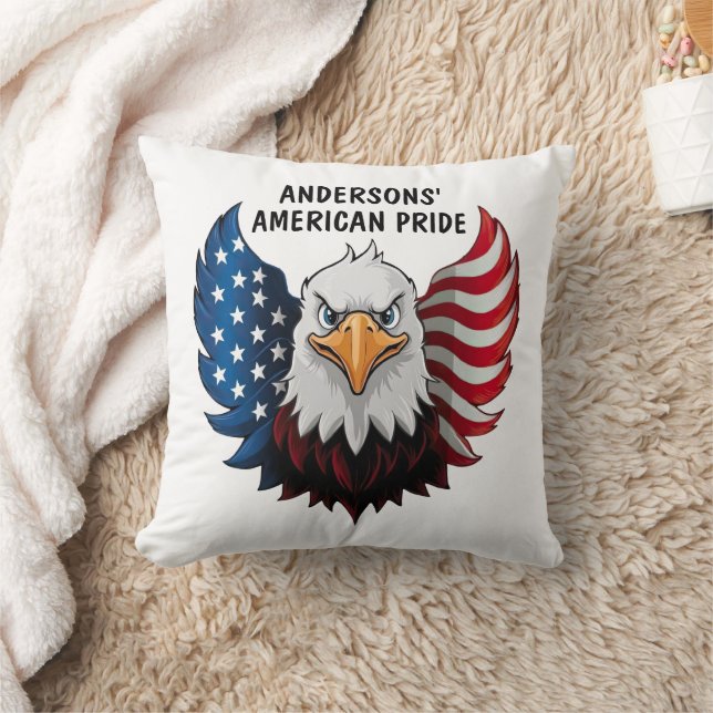 Coussin Drapeau américain Eagle Personnalisé (Couverture)