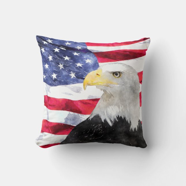 COUSSIN DRAPEAU AMÉRICAIN ET EAGLE (Recto)