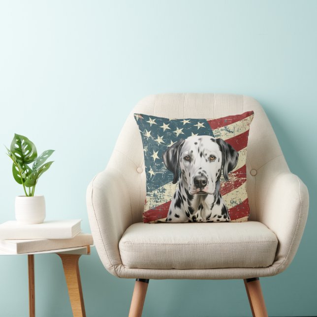 Coussin Drapeau américain Grunge Chien dalmate (Chaise)