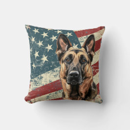Coussin Drapeau américain Grunge Chien Malinois Belge
