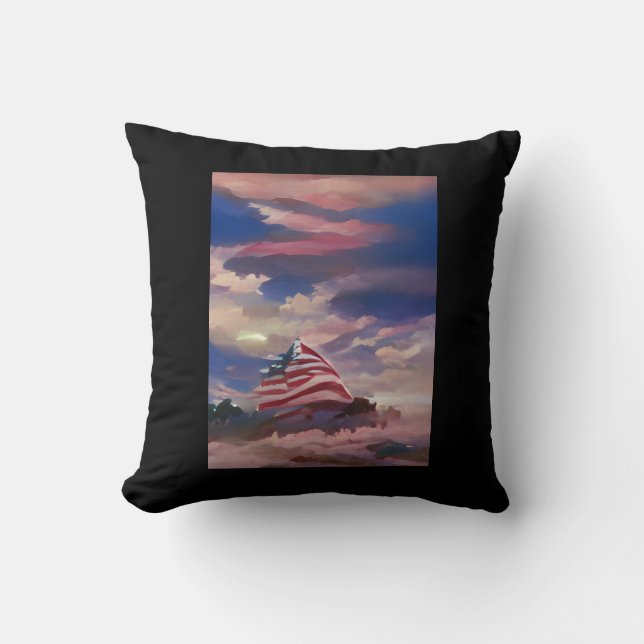 Coussin Drapeau américain Juillet 4 Memorial Day art numér (Recto)
