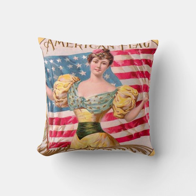 Coussin Drapeau américain Lady Liberty Independence (Recto)