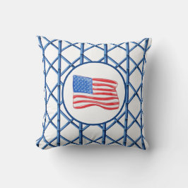 Coussin Drapeau américain Motif en bambou Preppy Blue Trel