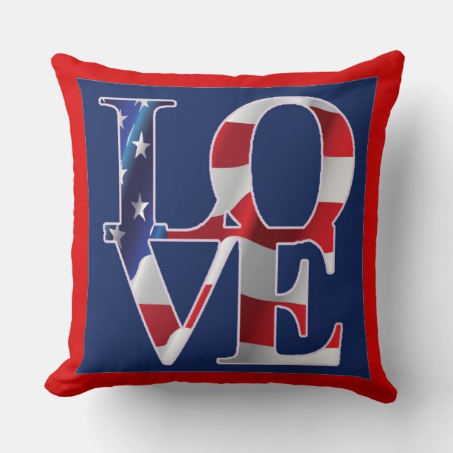 Coussin Drapeau américain Patriotic Love (Recto)