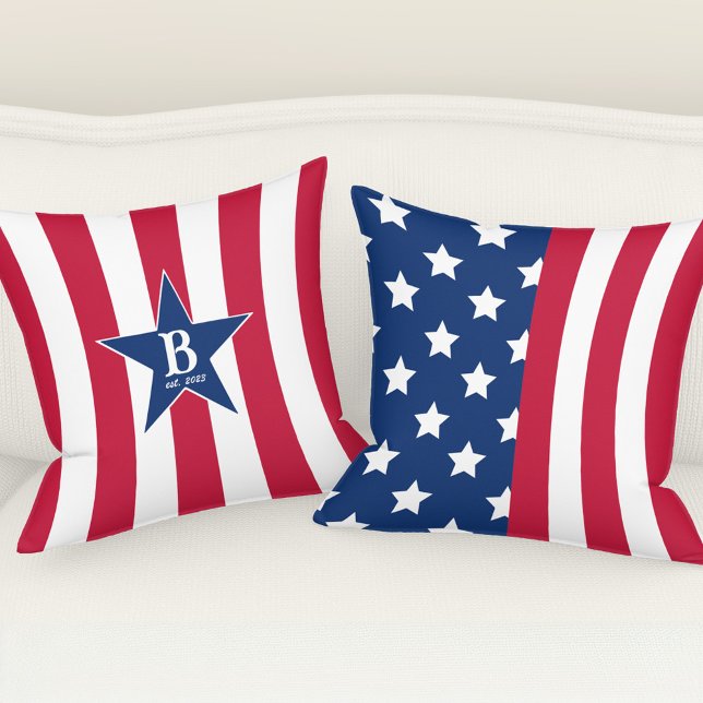 Coussin Drapeau américain patriotique (Stars and Stripes Patriotic American Flag Throw Pillow)