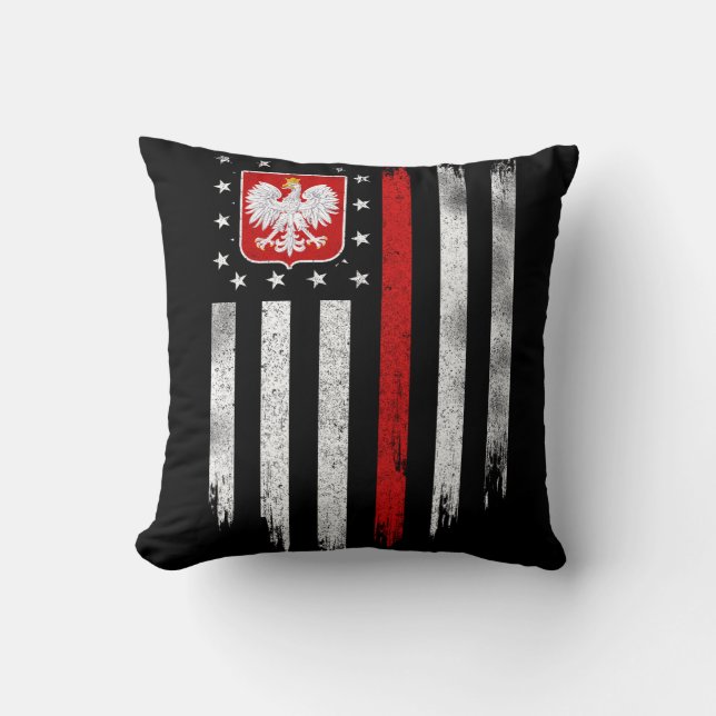 Coussin Drapeau américain polonais Combo Pologne Usa Polsk (Recto)