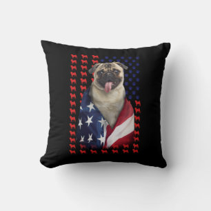 Coussin Drapeau américain Puggy
