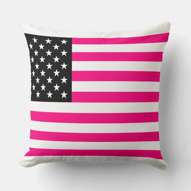 Coussin drapeau américain rose (Recto)
