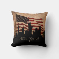 Drapeau américain rustique New York Skyline | Monu