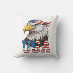 Coussin Drapeau américain USA Hommes Femmes Enfants Aigle 