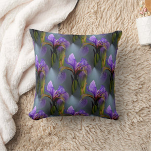 Coussin Drapeau bleu Iris Fleur Nature Motif d'art