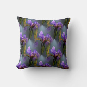 Coussin Drapeau bleu Iris Fleur Nature Motif d'art