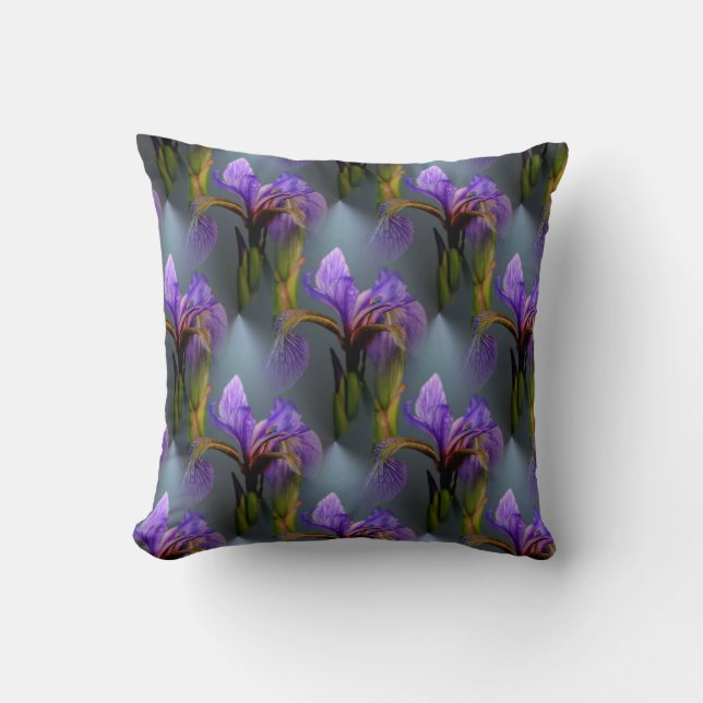 Coussin Drapeau bleu Iris Fleur Nature Motif d'art (Recto)