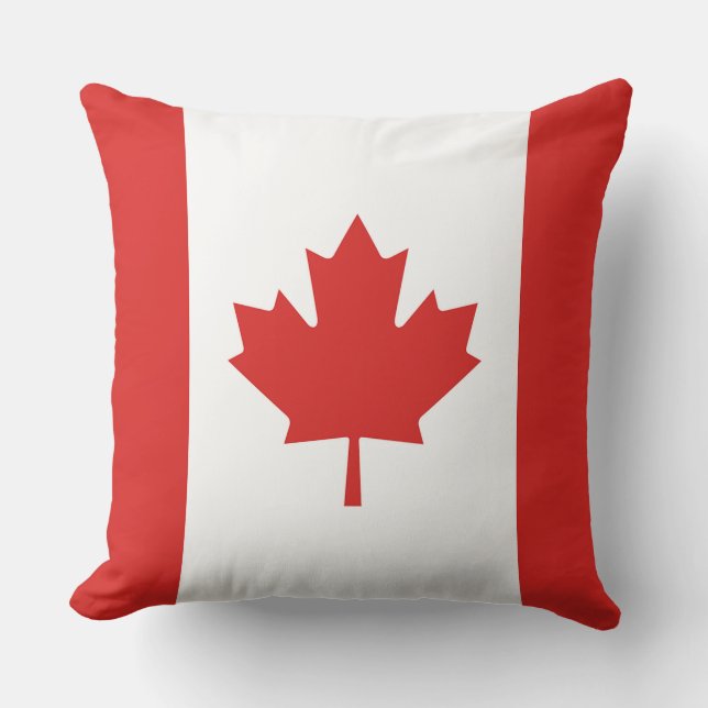 Coussin Drapeau canadien de la feuille d'érable blanche et (Recto)