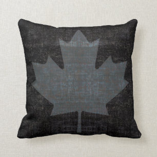 Coussin drapeau canadien grunge frais de feuille d'érable