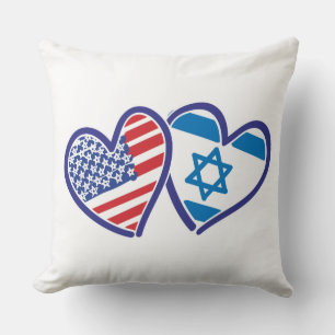 Coussin Drapeau cardiaque des États-Unis et d'Israël