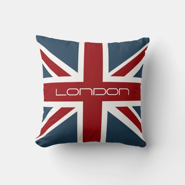Coussin Drapeau classique d'Union Jack avec le texte fait (Recto)