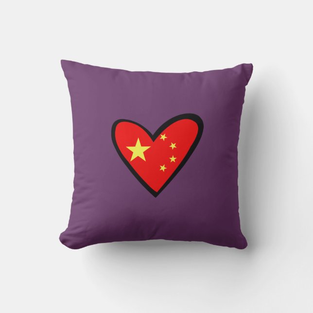 Coussin Drapeau de coeur de la Chine (Recto)