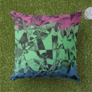 Coussin Drapeau de fierté polysexuel groovy éclectique rét