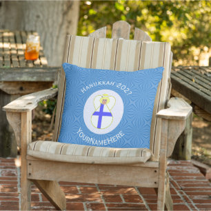 Coussin Drapeau de Hanukkah d'ange finlandais personnalisé