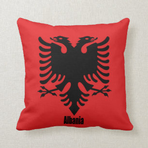 Coussin Drapeau de l'Albanie, étiqueté