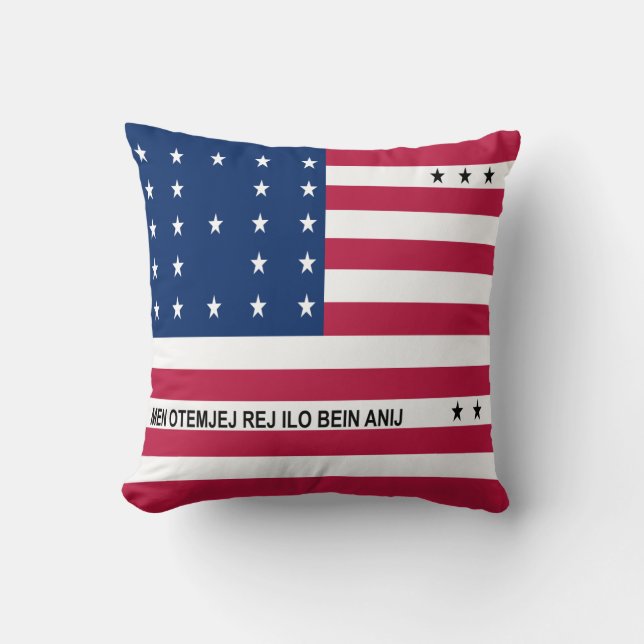 Coussin Drapeau de l'atoll de Bikini Patriotique (Recto)